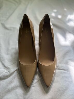 Cole Haan Nike Air Women's Patent Pointed-Toe Pumps - Beige